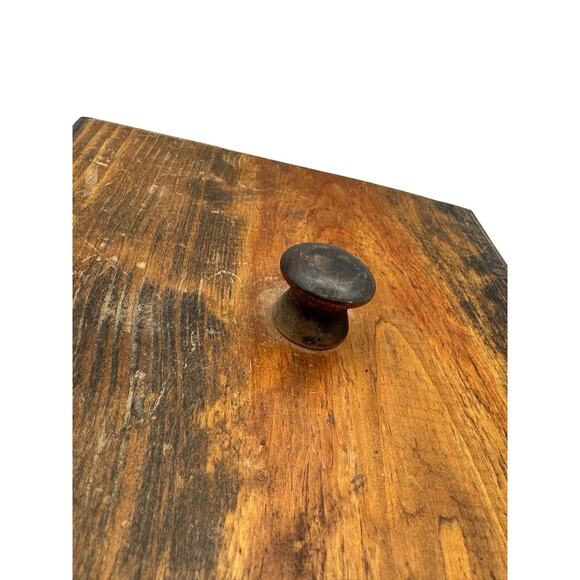 Primitive Wooden Box with Lid Handmade 9" x 7" Rustic Basic Weathered Wood Vtg - Picture 15 of 16